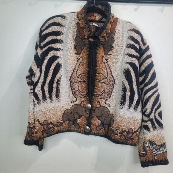 Painted Pony tapestry jungle animals jacket vintage large Shacket - Picture 1 of 6